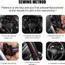 Wevdn Genuine Leather Steering Wheel Cover, Stitch on Wrap, DIY Sewing Steering Wheel Protector, 15 Inch Breathable Non-Slip Steering Wheel Protector, Car Accessories (Black, Full Hole)