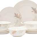 FHGNYSM Artistic Bone China Dinnerware Set with Gold Trim, Crafted with Traditional Chinese Artistry, Glazed Inner Patterns, Service for 4 – Maple Leaf Collection