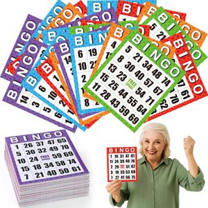 Eersida 200 Pack Jumbo Bingo Cards Set 8" x 9" Reusable Easy to Read Bingo Paper Game Cards Board with Large Numbers Ideal for Seniors, Family Game Night Activities