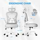 Freepub Ergonomic Office Chair with Headrest 3D, Mesh Office Desk Chair with Adjustable Lumbar Support, Computer Chair with Flip up Armrests, 350LBS Capacity - Design for Home/Offices - Grey
