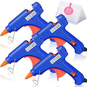 Zhengmy 4 Pieces Mini Hot Glue Gun with Glue Sticks for Class Projects Small Hot Melt Gun for Kids Low Temp with Rubber Protector Craft for DIY Arts, Sealing, Home Repairs, 20 W