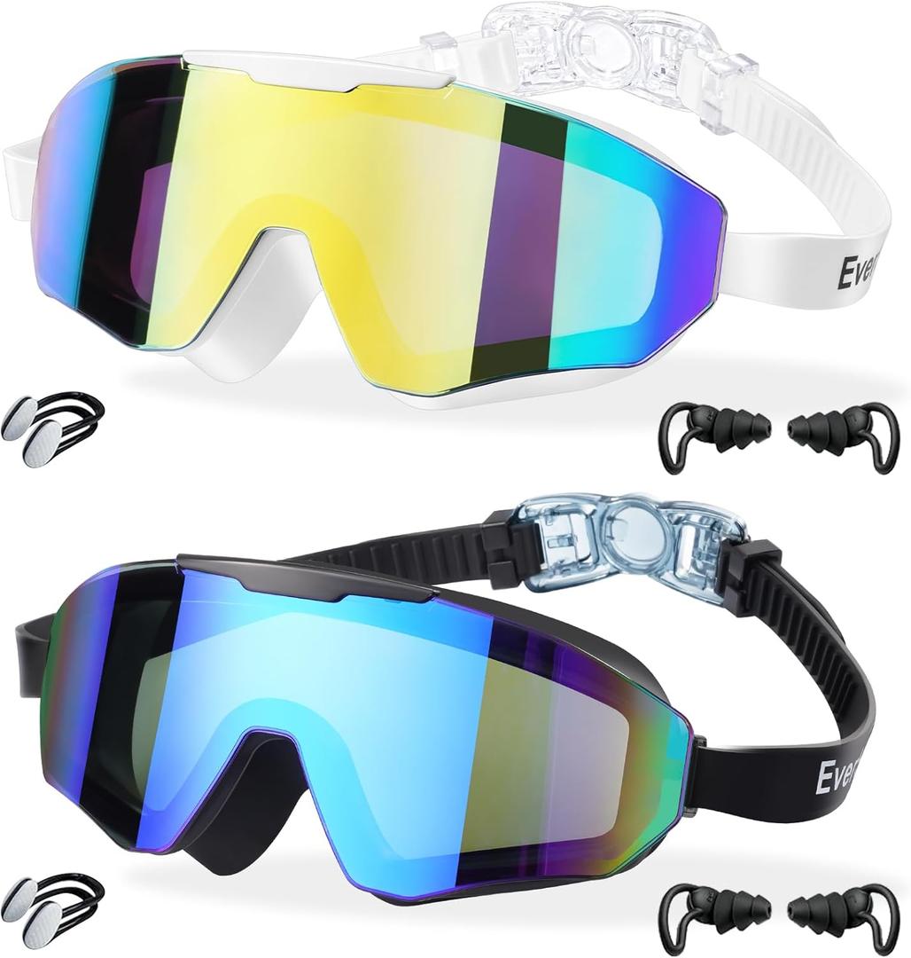 EverSport 2 Pack Kids Swim Goggles Age 8-16 Extra Silicone Layer, Swimming Goggles for kids Teen Youth Children Boys Girls