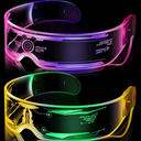 TOODOO 2 Pairs LED Visor Glasses 7 Colors Futuristic Glasses Light up Punk Accessories for Rave Party Costume