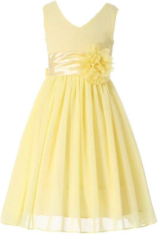 Bow Dream Junior Bridesmaids V-Neckline Chiffon Flower Girl Dress 14