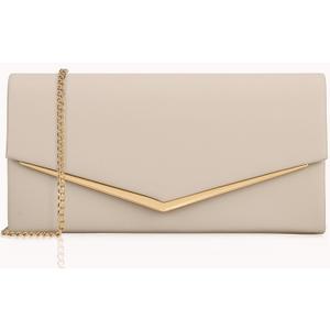 Womens Evening Handbag Vegan Leather Ladies Envelope Clutch Classic Elegant Purse Bags (Light Beige)