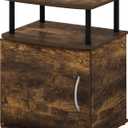 Furinno Jaya End Side Sofa Table/Nightstand with Door, Amber Pine/Black