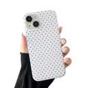 CHEDEMK Compatible with iPhone 14/15 Plus Case, Fashion Cute Aesthetic Polka Dot Pattern Cover for Women, Shockproof Slim Soft TPU and Hard PC Protective Phone Case - White