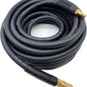Hybrid Air Hose 3/8-Inch x 50FT,Air Compressor Hose 300 PSI Heavy Duty,Lightweight,Kink Resistant,All-Weather Flexibility with 1/4-Inch Industrial Air Fittings and Bend Restrictors,Black