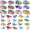 30pcs Valentines Building Blocks, Valentine's Day Gifts Toys for Kids Marine Animals Building Toys with Cards for Boy Girl Classroom School Gifts Exchange Prizes Valentine Party Favors