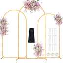 DEVISEFUN Arch Backdrop Stand, 7.2FT, 6.6FT, 6FT Set of 3 Metal Gold Wedding Balloon Arch Stand Kit with Base for Gender Reveal Ceremony Bridal Graduation Party Event Background Decoration, 7.2FT, 6.6FT, 6FT, Gold