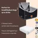 Dog Car Seats for Small Medium Dogs Up to 35lbs | Elevated Dog Booster Seat with Detachable Washable Cover & Cushion | Memory Foam Pet Car Travel Seat with Safety Belt and Storage Pockets (Black Grey)