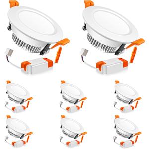 LEDLightsWorld 3 Inch LED Recessed Lighting Dimmable Downlight, 5W (40W Halogen Equivalent), 3000K Warm White, CRI80, Recessed Ceiling Light with LED Driver (8 Pack)