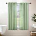 Mrs.Naturall Sage Green 36x54 Inches Long Back Tab Linen Blend Sheer Curtains