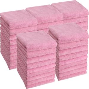 Shimeyao 40 Pack Bleach Proof Towels Microfiber Absorbent Resistant Hair Hand Towels Bulk Quick Dry for Barber Gym Bath Spa Shaving (Pink,16 x 29 Inch)