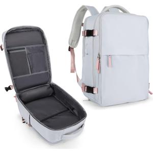 coowoz Travel Backpack For Women Men Airline Approved,Carry On Backpack,Large Hiking Backpack Waterproof Outdoor Sports Rucksack Casual Daypack Fit 15.6 Inch Laptop Backpack Grey College Backpack