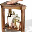 Acacia Wood Shower Stool for Shaving Legs, Shower Foot Rest with Storage Shelf for Inside Small Shower Spaces, Waterproof Shower Foot Stool for Inside Shower, Corner Bath Shower Bench