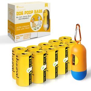 2 x Dog Poop Bags-150 Counts with Holder (10 Rolls), Biodegradable Poop Bags, Eco-friendly and Easy to Open, Thick Dog Waste Bags (Yellow)