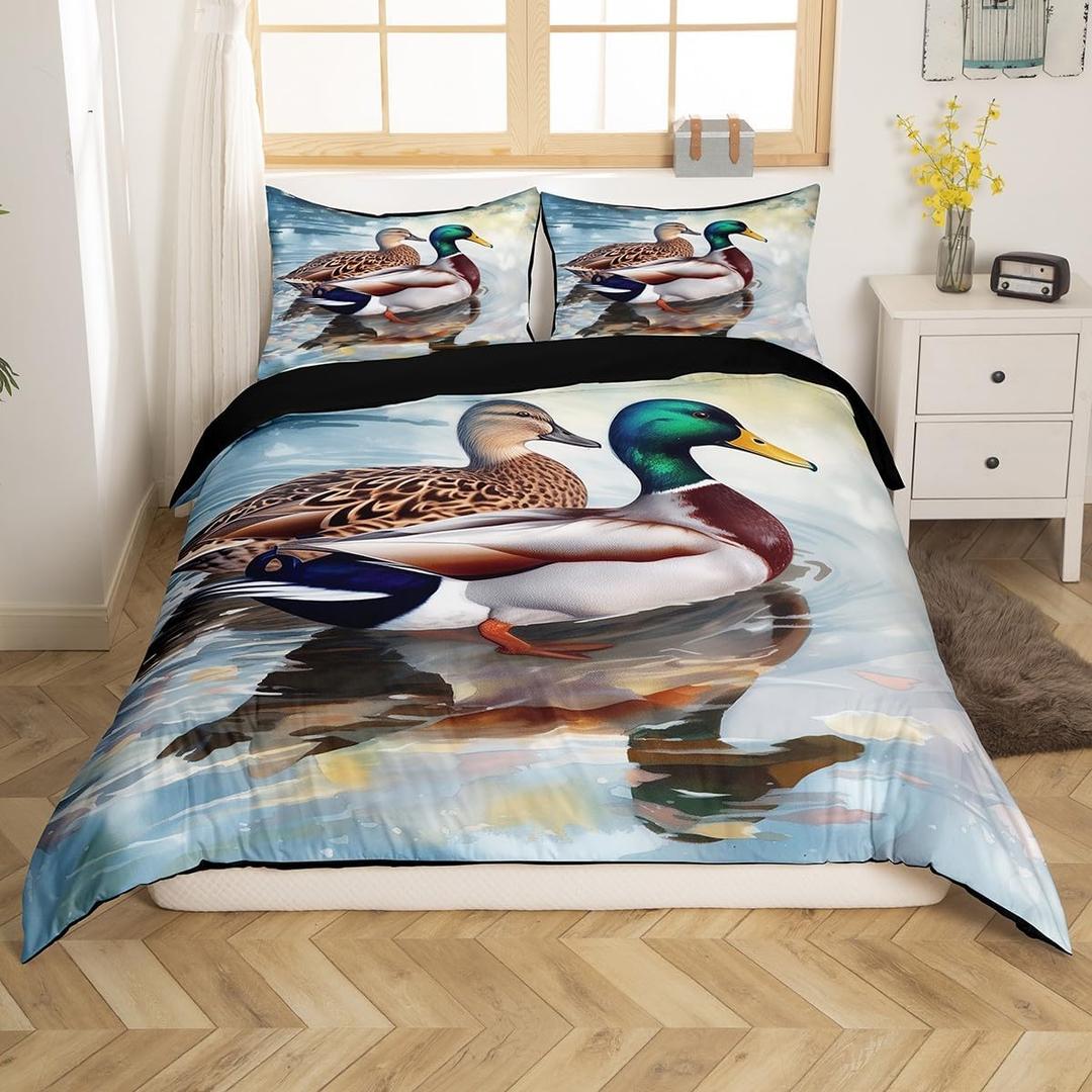 Erosebridal Mallard Duck Bedding Twin Size Duck Hunting Comforter Cover, Wild Animal Bed Set Rustic Farmhouse Lodge Cabin Duvet Cover, Watercolor Oil Painting Art Quilt Cover 2-Piece (Zipper Closure) Erosebridal Mallard Duck Bedding Twin Size Duck Hunting Comforter Cover, Wild Animal Bed Set Rustic Farmhouse Lodge Cabin Duvet Cover, Watercolor Oil Painting Art Quilt Cover 2-Piece (Zipper Closure)