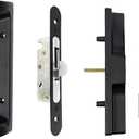 Sliding Patio Door Handle Set with Key Cylinder and Mortise Lock Fits 3-15/16 Screw Hole Spacing, Sliding Glass Door Latch Lock Replacement Part Fits Door Thickness from 1 in to 1.75 in (Black)