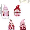 Valery Madelyn 4Pcs Valentines Gnome Decorations, Resin Gnome Family Tiered Tray Decor, Red Pink Sweet Gnome Table Decor, Valentines Gifts for Him Her Wedding, 3.1 Inch (Medium)