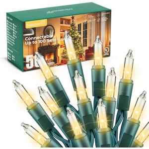 Minetom LED Clear Christmas String Lights, 50 Count 16 Feet LED Christmas Lights Bulb, Christmas Decorations Indoor, White Christma Tree Lights for Indoor Outdoor Xmas Wedding Party Festival