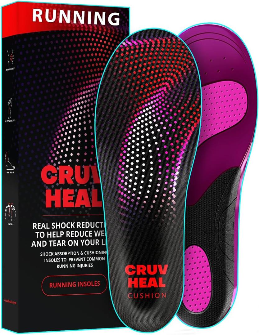 Running Insoles Men Women - Athletic Shock Absorbing Gel Insoles - Runners Knee - Reduce Muscle Soreness - Plantar Fasciitis - for Sport Shoes (XS) (XS(Men 4.5-6.5||Women 5.5-7), Purple)