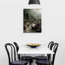 Vintage Rustic Garden Scene with Black Cat and Ivy Clad House Canvas Wall Art Framed Floral Landscape Painting Wall Decor for Country Farmhouse Home Cozy Living Room Bedroom Artwork 16x24 Inches