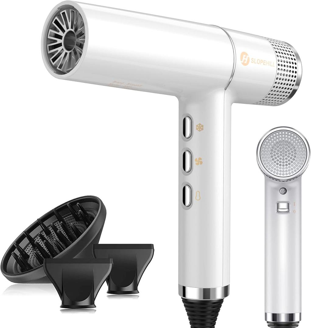slopehill Hair Dryer with Unique Brushless Motor | Intelligent Fault Diagnosis | Innovative Microfilter | Oxy Active Technology | Led Display (White)