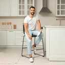 DUMOS 26 Inch Counter Height Bar Stools Set of 2, Modern Faux Leather High Barstools with Back and Metal Leg, Bar Chairs for Kitchen lsland, Black