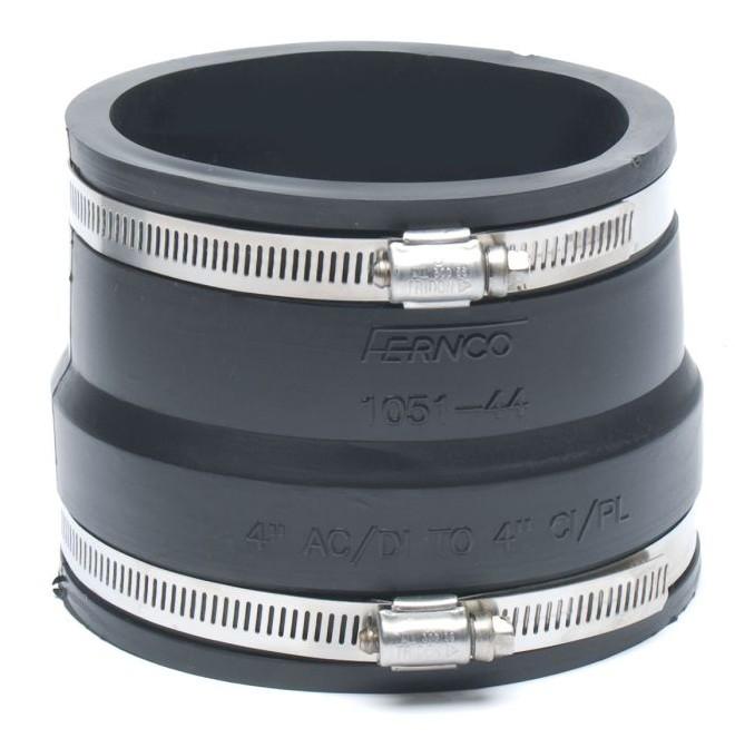 Skip to the beginning of the images gallery
Fernco 1051-44 4" x 4" Ductile Iron to Cast Iron, Plastic, and Steel Flexible Coupling