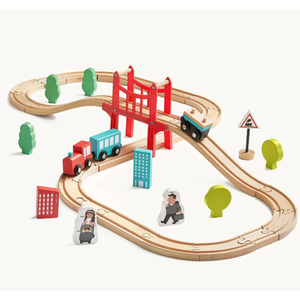 Tiny Land® Wooden Train Set for Children 39 Pcs