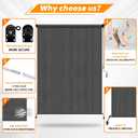 Grey Outdoor Roller Shades 6' W x 8' H, Exterior Cordless Patio Shade Roll up-Down Blinds Spliced Design (Fixed 2 Poles, One-Full Piece Fabric Sunshade), 72"W x 96"H