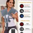 Vofuoti Heating Pad for Neck and Shoulders, Portable Cordless Heating Pad with Massager and Battery, Weighted Electric Heated Neck Shoulder Wrap, 16'' x 22'', 2.2lbs-Gray