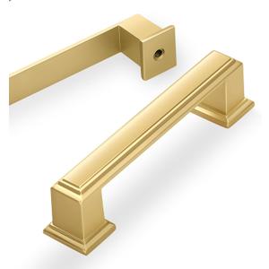 Lardmon 3 Pack 3.75 Inch(96mm) Hole Center Brushed Gold Modern Cabinet Pulls Kitchen Cabinet Handles Kitchen Cabinet Hardware Timeless Drawer Pulls for Dresser Cupboard Wardrobe, B-Gold(3.75x3)