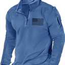 H HYFOL Men's USA Flag Graphic Pocket Pullover American Patriotic 1/4 Zip Stand Collar Long Sleeve Sweatshirts (X-Large, Sky Blue)