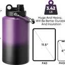 Kerilyn Insulated Gallon Jug with Handle, One Gallon, 128oz Stainless Steel, Large Double Vacuum Water Bottle for Hot & Cold Drinks, Wide Mouth, Sweat Proof, Great for Travel, Camping, Purple Gradient