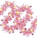 XmasExp 33ft Valentines Day Decorations Pink Valentines Day Garland with Light Shiny Heart Valentines Tree Decorations for Wedding Party,Mantle,Christmas Tree, Birthday (33ft-Light Pink)