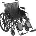 Drive Medical SSP220DDA-ELR Silver Sport 2 Full-Reclining Transport Wheelchair with Detachable Desk Arms and Swing-Away Elevating Leg Rest, Black (20 Inch (Pack of 1))