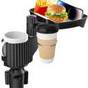 Car Cup Holder Expander， 4in1 Cupholder Expande with 2.3" to 3.6",Cup Holder Tray for Car Detachable with Large Food Tray Phone Mount, for Travel Auto Trucker Road Trip Essentials