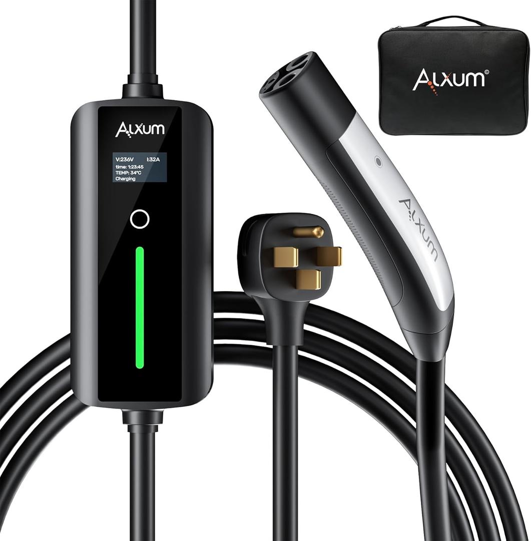 Alxum Level 2 Tesla Charger - 32Amp Tesla Portable Charger with 16.4 ft Cable for Home and Outdoor Mobile Connector with NEMA 14-50 Plug Compatible with All Models X/Y/3/S and Cybertruck