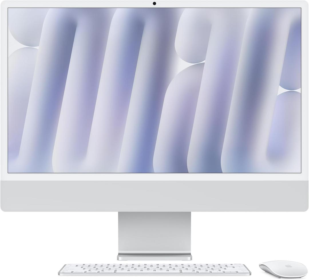 Apple 2024 iMac All-in-One Desktop Computer with M4 chip with 10-core CPU and GPU: Built for Apple Intelligence, 24-inch Retina Display, 16GB Unified Memory, 512GB SSD Storage, Silver