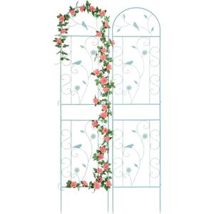 Metal Garden Trellis for Climbing Plants, 2 Pack 86.5" x 19.7" Green Plant Trellis Outdoor, Clematis Rrellis Outdoor, Arched Decoration Suitable for lawns, Gard, Green