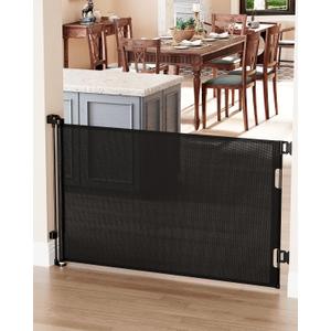 Cumbor Baby Gate Retractable Gates for Stairs, Mesh Dog Gate for The House, Wide Pet Gate 33" Tall, Extends to 55" Wide, Long Child Safety Gates for Doorways, Hallways, Cat Gate Indoor/Outdoor(Black)