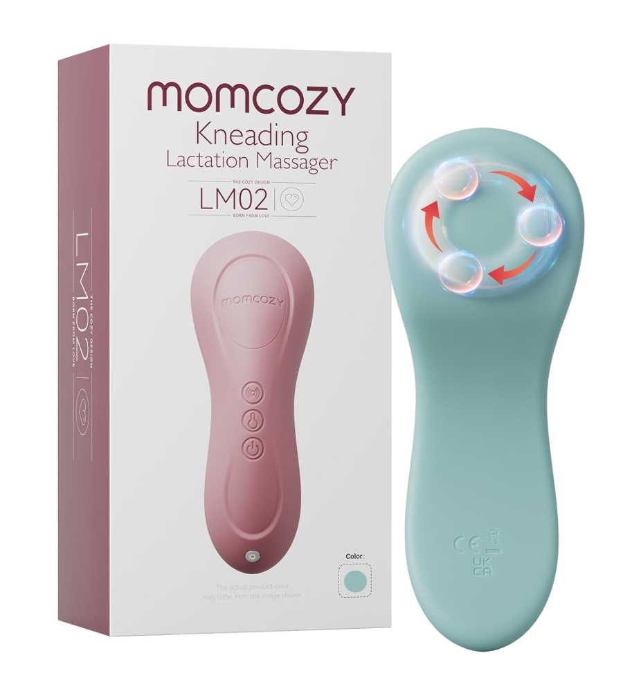 Momcozy Rolling Lactation Massager with Heat, 3-in-1 Real-Like Massage for Relieve Clogged Ducts, Breast Massager Warming for Breastfeeding, Improve Milk Flow, Dusty Rose
