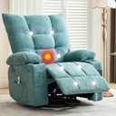 Swivel Rocker Recliner Chair with Heat and Massage,360 Degree Swivel Rocking Single Sofa with Cup Holders, Oversized Single Sofa Seat, Lazy Boy Recliner Chairs for Living Room (Blue1)