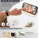 OCASE Compatible with iPhone 16 Pro Wallet Case, PU Leather Flip Folio Case with Card Holders RFID Blocking Kickstand [Shockproof TPU Inner Shell] Phone Cover 6.3 Inch 2024, Gold