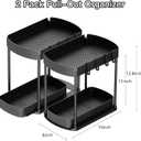 Ukeetap Multi-Purpose Pull-Out Storage Organizers, Under Sink/Cabinet Organizers and Storage for Bathroom & Kitchen, Black, 12.8 Inches, 2 Packs