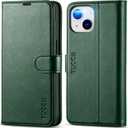 TUCCH Case Wallet for iPhone 14 6.1", Protective [TPU Shockproof Inner Shell], PU Leather [RFID Blocking] [4 Card Holder] Magnetic Stand Cover Compatible with iPhone 14 6.1" 2022, Midnight Green