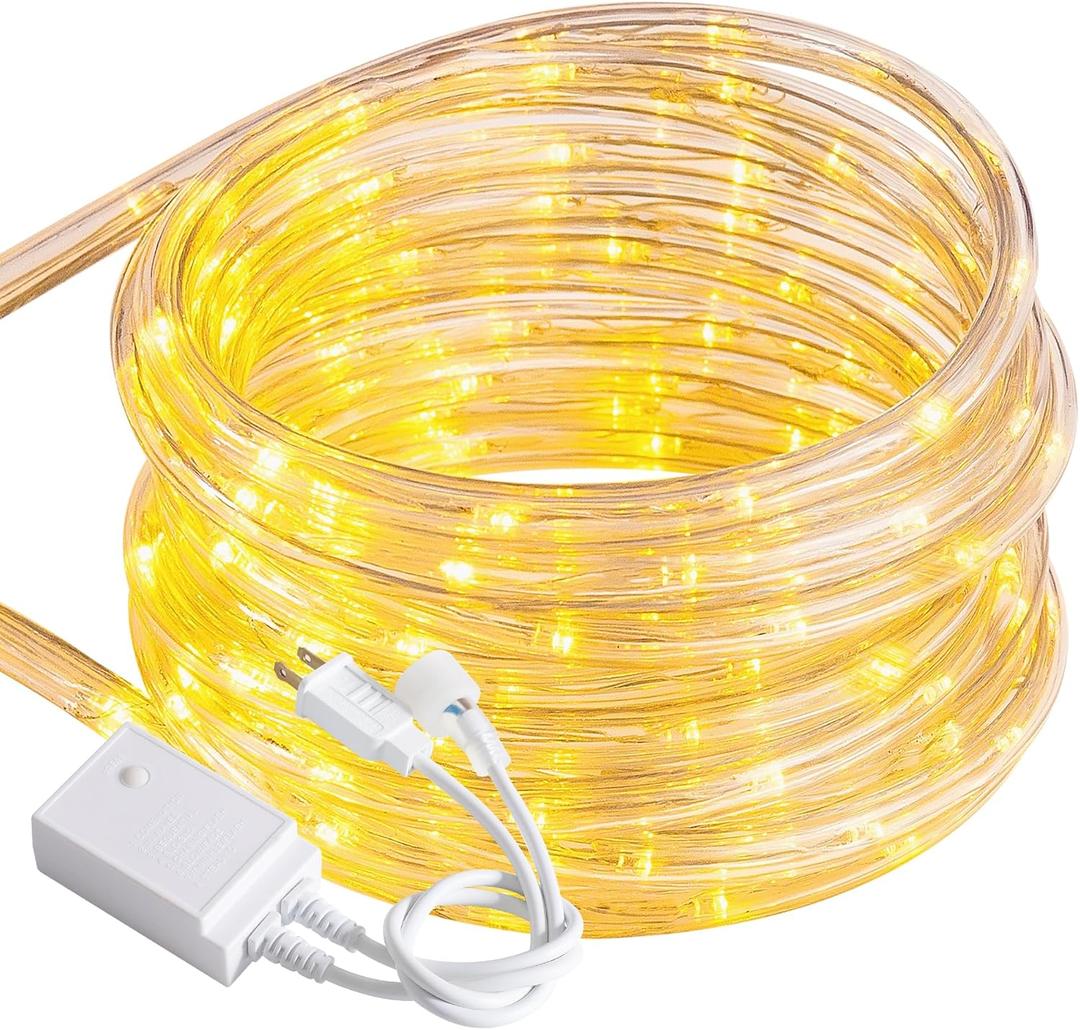 CHORLED 20ft Rope Lights Outdoor, Connectable & Flexible Tube Lights with 8 Modes, Waterproof White LED Rope Lighting for Deck, Garden, Pool, Patio,Bedroom, Party, Indoor Outdoor & Christmas Decor