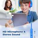 iClever Kids Headphones for School Travel, Safe Volume Limited, HD Mic Stereo Sound Over-Ear Girls Boys Headphones for Kid, FunShare Foldable 3.5mm Wired for iPad Computer, HS19